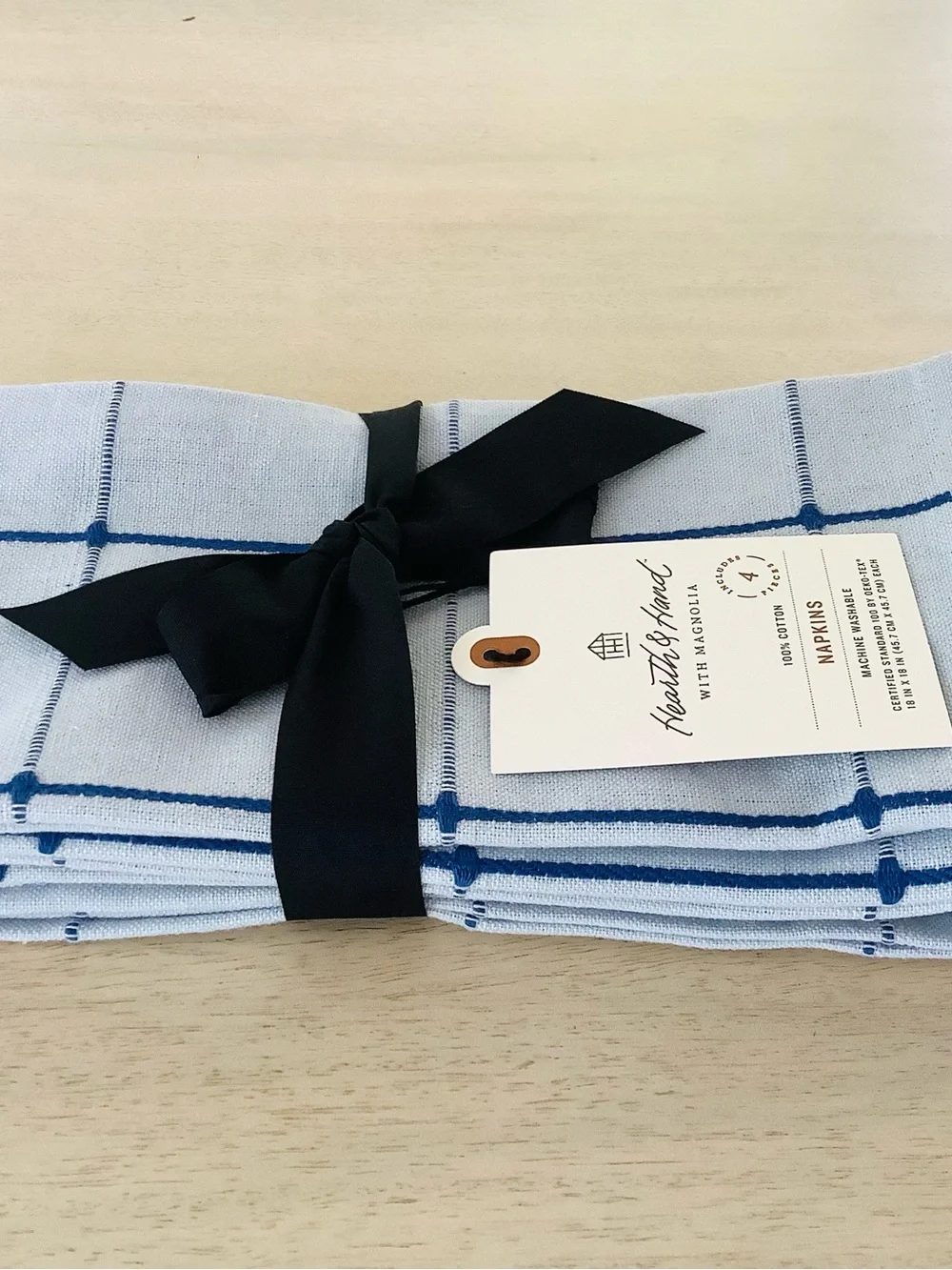 4pc Hearth & Hand Magnolia Blue Gingham Napkin Set